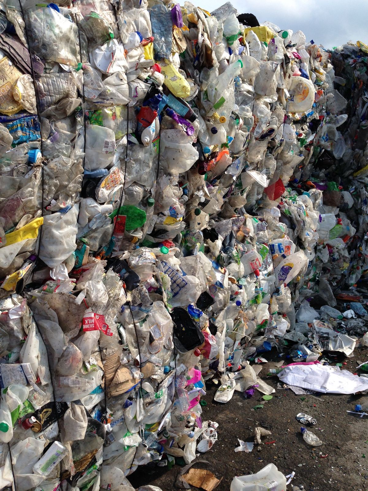 Baled plastics ready for recycling